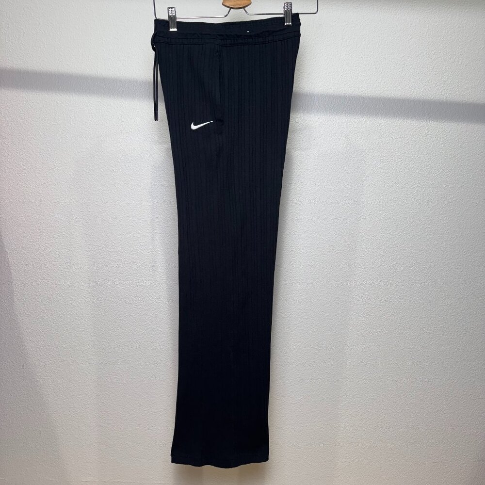 Nike Women's Sportswear Black Thick Jersey Ribbed Wide Leg Pants Size XS - Picture 4 of 10